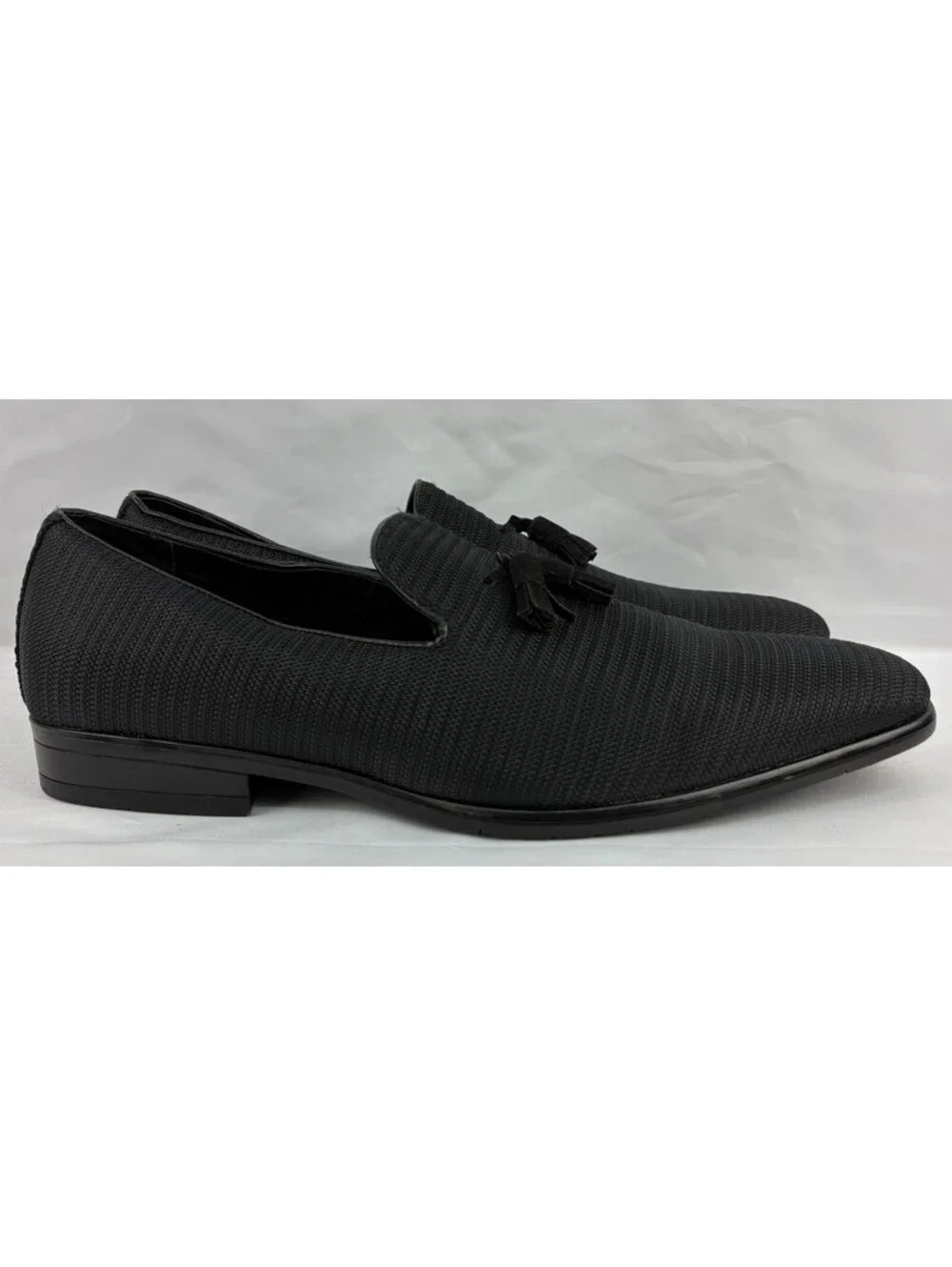 Stacy Adams Tazewell Plain Toe Tassel Men's 11.5M Black Slip-On Dress Loafers